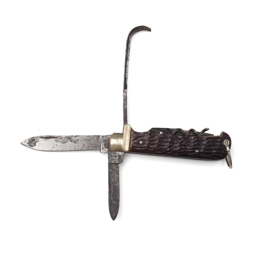 208 - Late 19th Century George Butler Sheffield Victorian Horseman's or Coachman's Bone Handle Folding Poc... 