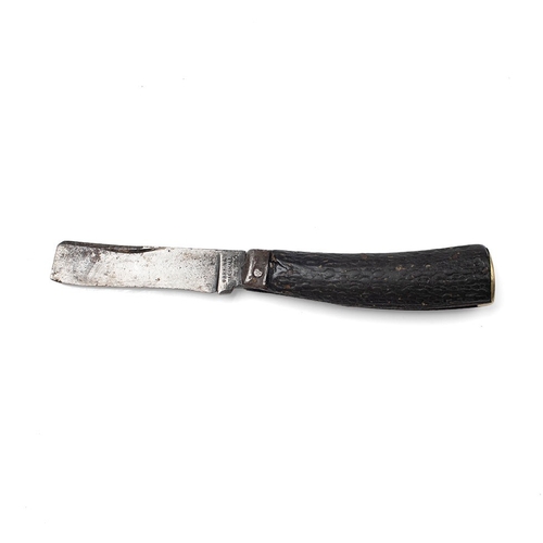 240 - A Parkin & Marshall Sheffield made flat cap pocket knife, antler handle, blade 6.5cm long, 17cm in t... 