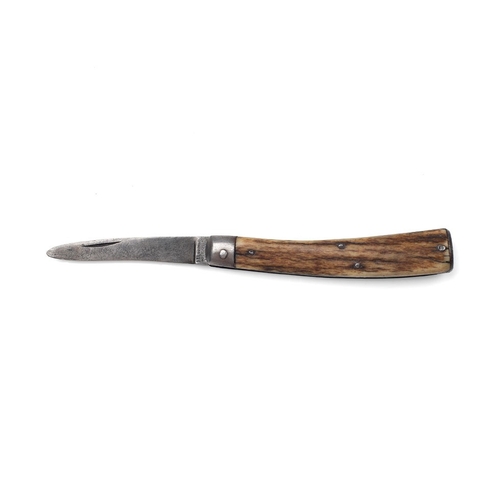 241 - A George Wostenholm IXL flat cap pruner pocket knife with stag antler handle, steel end cap, blade 6... 