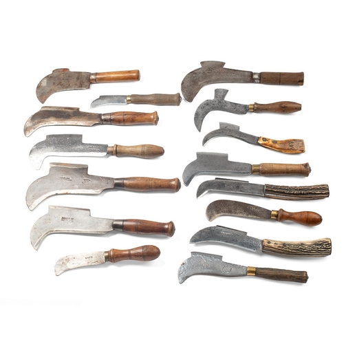 242 - A superb collection of antique billhooks to include  gentleman's and lady's billhooks comprising Vic... 