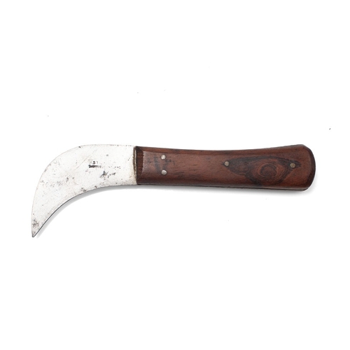 247 - Vintage Sheffield fixed blade pruner with rose wood handle, 18.5cm long.