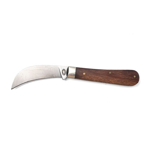 258 - A full pruner pocket knife, by A Wright and Son of Sheffield, with wooden handle, blade 7.5cm long.