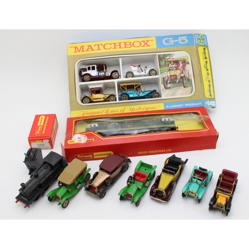 842 - A collection of die-cast vehicles to include Matchbox G-5 Famous Cars of Yesteryear, a boxed Triang ... 