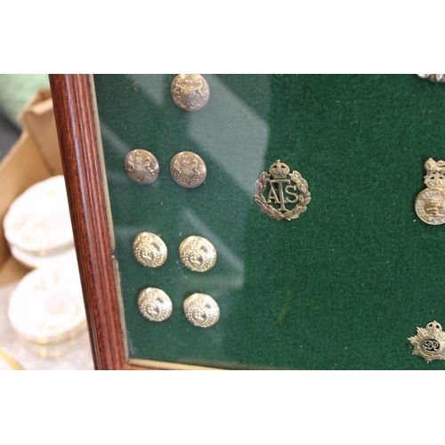 15 - A Framed Collection of British Army Cap Badges including Suffolk, Herefordshire, Royal Warwickshire,... 