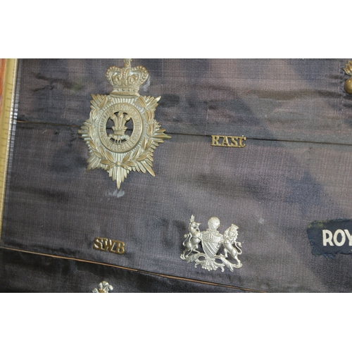 16 - A Framed Collection of British Army Cap Badges Including a Victorian North Staffordshire 1st Volunte... 