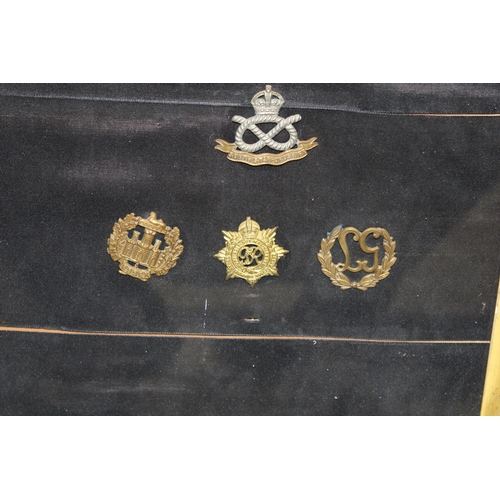 16 - A Framed Collection of British Army Cap Badges Including a Victorian North Staffordshire 1st Volunte... 