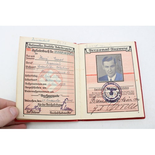 18 - WW2 Era German Third Reich NSDAP Membership Booklet possibly Harry Eppert 10 March 1893 joined 1.5.1... 