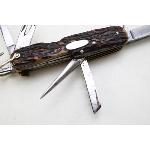 202 - A Scarce Quality Early 20th Century John Blyde Sheffield Anglers Fly Fishing Fisherman's Stag Antler... 