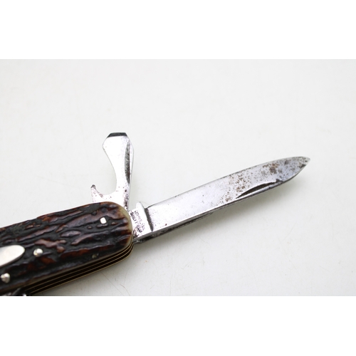 202 - A Scarce Quality Early 20th Century John Blyde Sheffield Anglers Fly Fishing Fisherman's Stag Antler... 