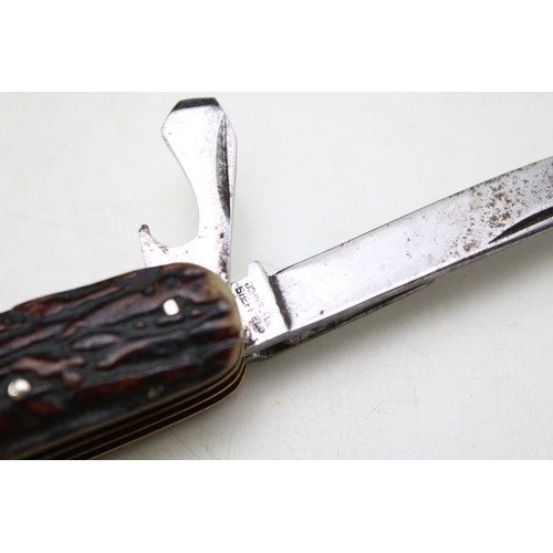 202 - A Scarce Quality Early 20th Century John Blyde Sheffield Anglers Fly Fishing Fisherman's Stag Antler... 