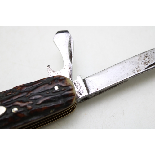 202 - A Scarce Quality Early 20th Century John Blyde Sheffield Anglers Fly Fishing Fisherman's Stag Antler... 