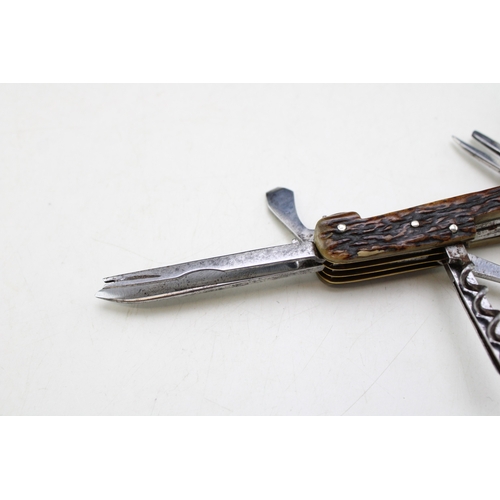202 - A Scarce Quality Early 20th Century John Blyde Sheffield Anglers Fly Fishing Fisherman's Stag Antler... 