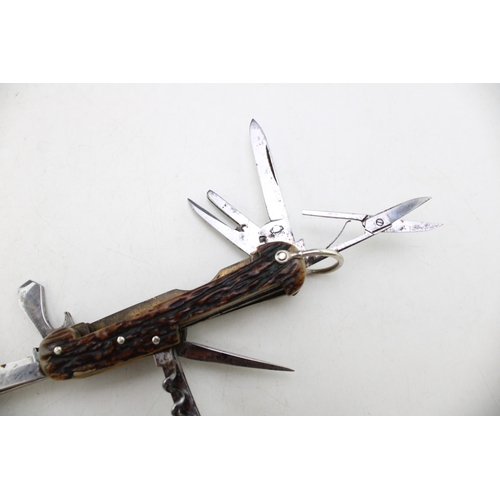 202 - A Scarce Quality Early 20th Century John Blyde Sheffield Anglers Fly Fishing Fisherman's Stag Antler... 