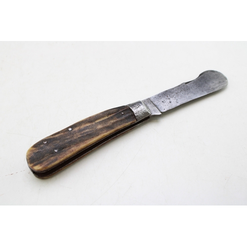 206 - An Unusual and Rare Thomas Turner & Co Stag Antler Bone Handle Lunch Knife c1890