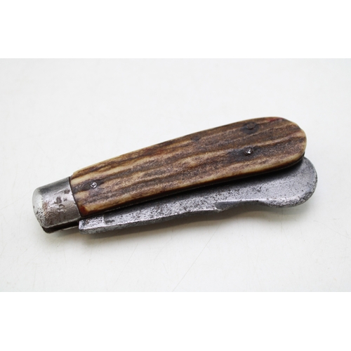 206 - An Unusual and Rare Thomas Turner & Co Stag Antler Bone Handle Lunch Knife c1890