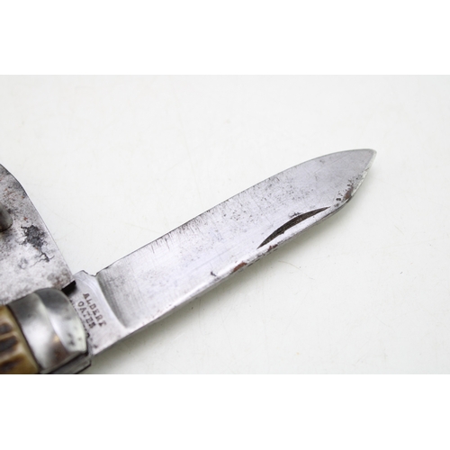 207 - WW1 Era Army Issue Albert Oates Sheffield Bone Handle Folding Pocket Knife c1914