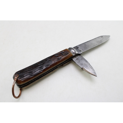 207 - WW1 Era Army Issue Albert Oates Sheffield Bone Handle Folding Pocket Knife c1914