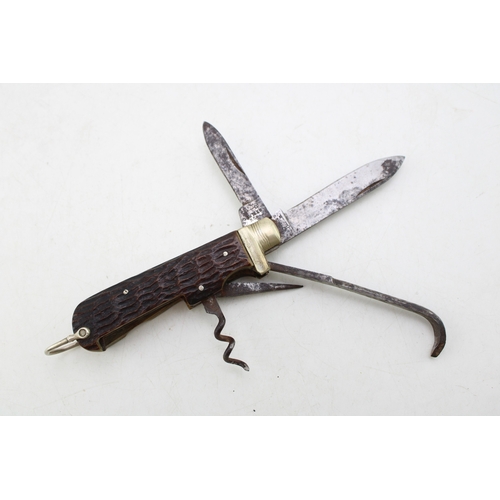 208 - Late 19th Century George Butler Sheffield Victorian Horseman's or Coachman's Bone Handle Folding Poc... 