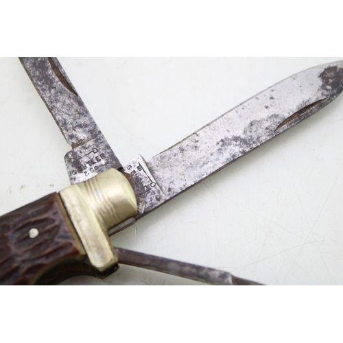 208 - Late 19th Century George Butler Sheffield Victorian Horseman's or Coachman's Bone Handle Folding Poc... 
