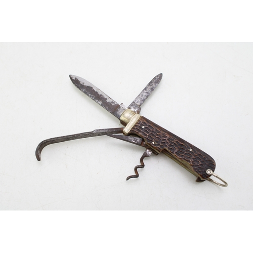 208 - Late 19th Century George Butler Sheffield Victorian Horseman's or Coachman's Bone Handle Folding Poc... 