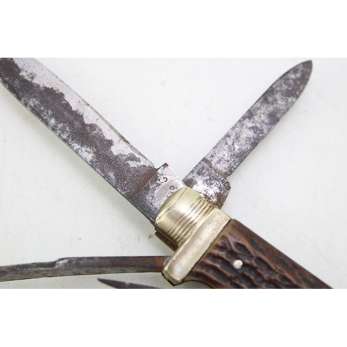 208 - Late 19th Century George Butler Sheffield Victorian Horseman's or Coachman's Bone Handle Folding Poc... 