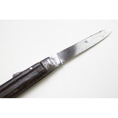 209 - A Scarce Late 19th Century Victorian Lewis Barnascone Sheffield Stag Antler Bone Handle Folding Lock... 