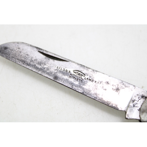 211 - Scarce Early 20th Century Taylor's Eye Witness Sheffield Bone Handle Lambfoot Blade Folding Pocket K... 