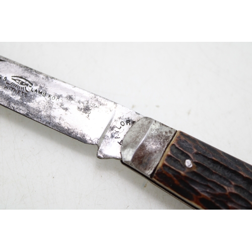 211 - Scarce Early 20th Century Taylor's Eye Witness Sheffield Bone Handle Lambfoot Blade Folding Pocket K... 