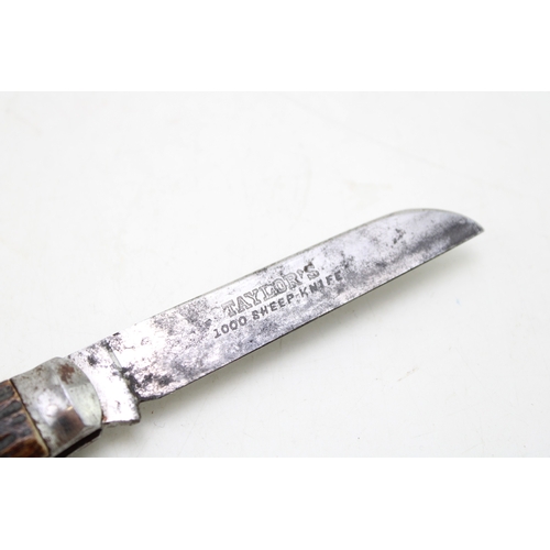 211 - Scarce Early 20th Century Taylor's Eye Witness Sheffield Bone Handle Lambfoot Blade Folding Pocket K... 