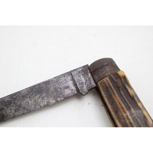 214 - An Early 20th Century Harrison Brothers & Howson Sheffield Stag Antler Handle Folding Pocket Knife c... 