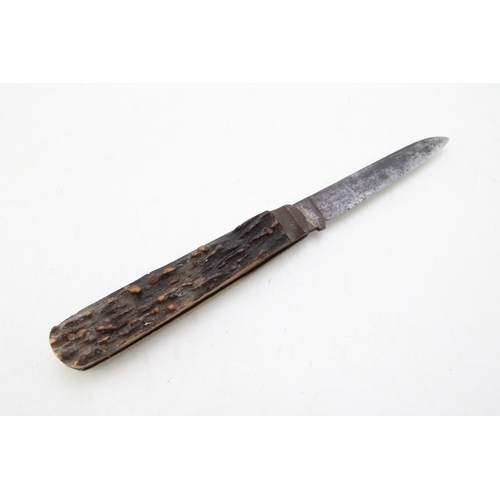 214 - An Early 20th Century Harrison Brothers & Howson Sheffield Stag Antler Handle Folding Pocket Knife c... 