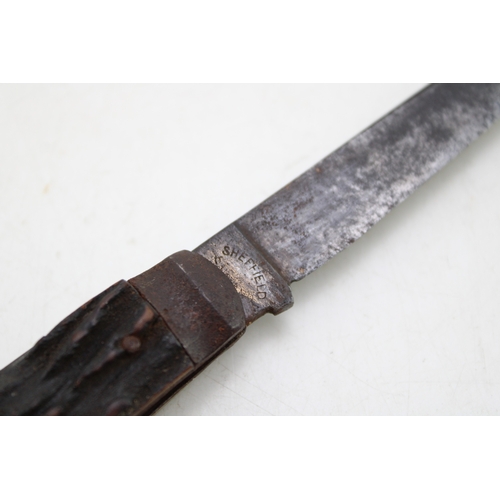 214 - An Early 20th Century Harrison Brothers & Howson Sheffield Stag Antler Handle Folding Pocket Knife c... 