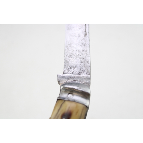 235 - A Joseph Haywood of Sheffield flatcap pruner pocket knife with stag antler handles, blade 7cm long, ... 