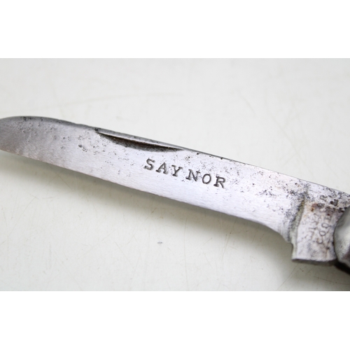 236 - A Saynor, Cooke & Ridal flatcap pruner pocket knife, blade stamped Saynor, blade 6cm long, 17cm in t... 
