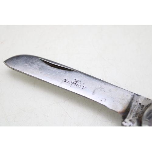 238 - Saynor flat bottom pruning pocket knife, with antler handle, blade stamped 'Depend' and 'W.Saynor', ... 