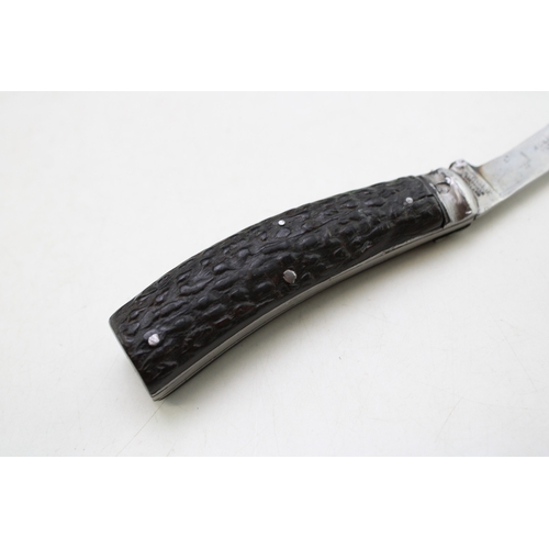 238 - Saynor flat bottom pruning pocket knife, with antler handle, blade stamped 'Depend' and 'W.Saynor', ... 