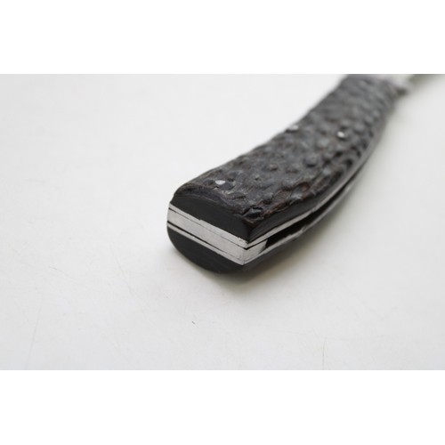 238 - Saynor flat bottom pruning pocket knife, with antler handle, blade stamped 'Depend' and 'W.Saynor', ... 