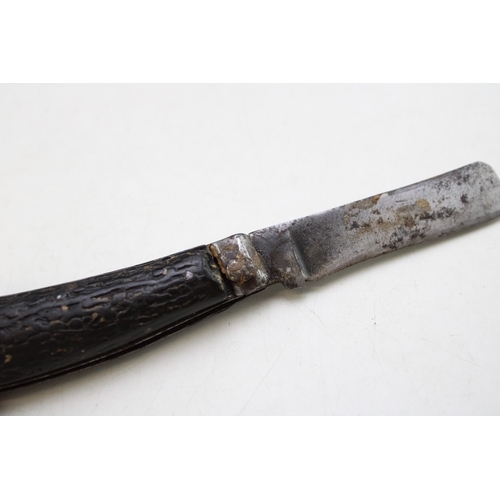 240 - A Parkin & Marshall Sheffield made flat cap pocket knife, antler handle, blade 6.5cm long, 17cm in t... 