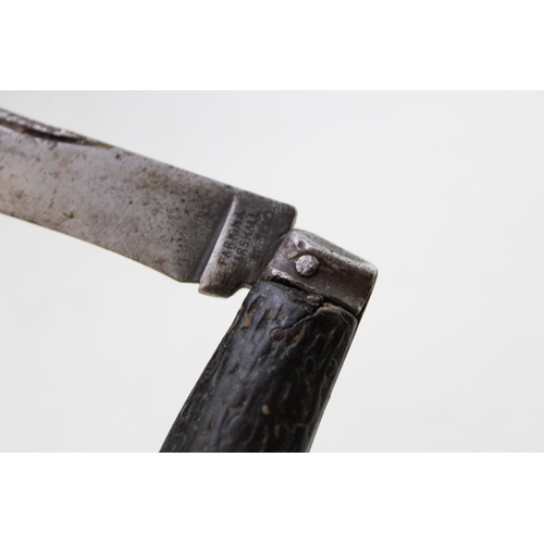 240 - A Parkin & Marshall Sheffield made flat cap pocket knife, antler handle, blade 6.5cm long, 17cm in t... 