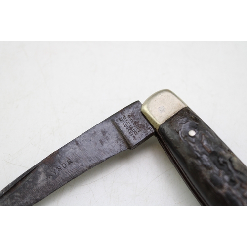 245 - Saynor flat butt pruner marked W. Saynor, Sheffield, wooden scales, 17.5cm extended.