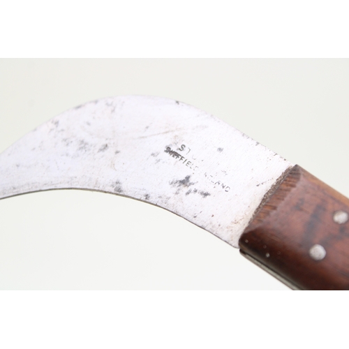 247 - Vintage Sheffield fixed blade pruner with rose wood handle, 18.5cm long.