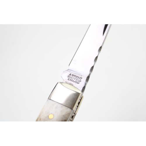 259 - A lambfoot pocket knife with traditional workback spring, by A Wright and Son of Sheffield, with sta... 