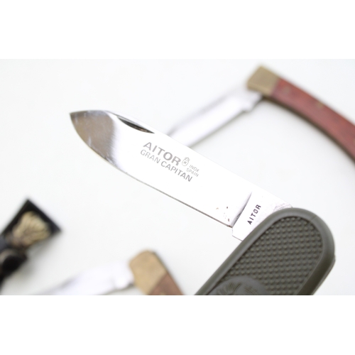 33 - A Collection of Modern Folding Pocket Knives including Three Lock Knives a folding Army Knife & one ... 