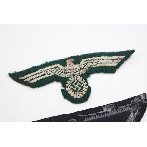 46 - WW2 Original M44 Black BeVo German Army Heer Panzer Breast Eagle together with another Original Wove... 