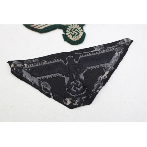 46 - WW2 Original M44 Black BeVo German Army Heer Panzer Breast Eagle together with another Original Wove... 