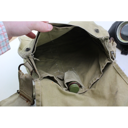 51 - WW2 Original British Army Gas Mask & Bag with Accessories Dated