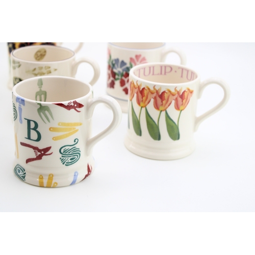 19 - Emma Bridgewater half pint mugs to include Egg and Feather (chipped), Flowers, Gardening, Folk Flowe... 