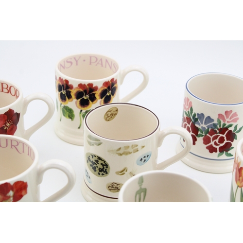 19 - Emma Bridgewater half pint mugs to include Egg and Feather (chipped), Flowers, Gardening, Folk Flowe... 