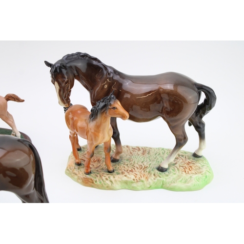 41 - Beswick to include a mare and foal on ceramic base, First Born, a boy's walking pony in brown, a She... 