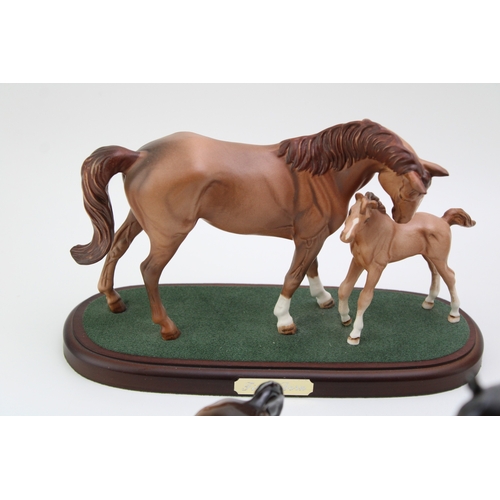 41 - Beswick to include a mare and foal on ceramic base, First Born, a boy's walking pony in brown, a She... 